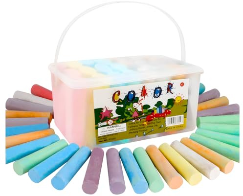 YFMJDK Washable Sidewalk Chalk - 52 Pieces 7 Colors Jumbo Non-Toxic Chalk For Kid and Adult, Paint on Classroom Chalkboard or Outdoor Playground, Good Gift for Party