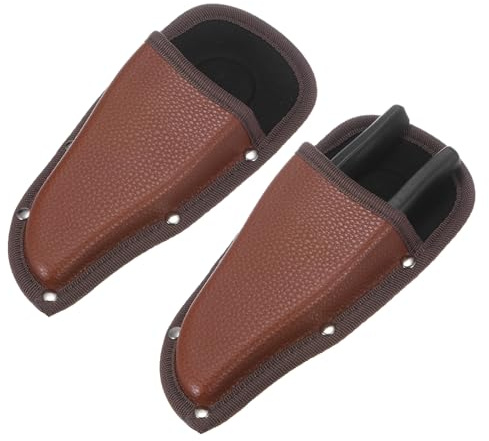 M METERXITY 2-Pack Garden Pruner Sheath, Portable PU Leather Pruning Shears Sheath Plier Holder for Belt, Garden Scissors Leather Case for Hand Pruner/Garden Shears/Clippers [Red-Brown]