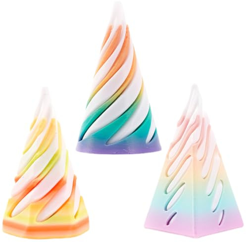 NOPKESV 3PCS Spirale 3D-Druck Cône Fidget Jouet Pyramide Sculpture Pass-Through Relâchement Stress Décoration Bureau Jouet pour Enfants Adultes Cadeau