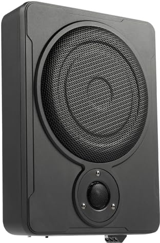 8 tum 300 W bil subwoofer kompakt bil aktiv baslåda ultratunn aktiv subwoofer svart aluminiumhölje med kabelset