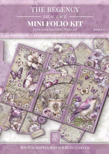 The Regency Lilac Lace Mini Folio Kit: Junk Journal Folio Template Style 3