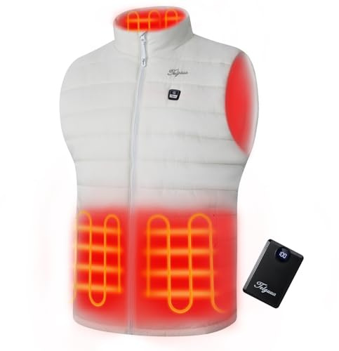 Telguua Uppvärmbar väst med powerbank 12000mAh/5V, dam herr värmeväst, uppvärmd väst, värmeväst uppladdningsbar varm väst med 4 värmare och 3 nivåer temperatu
