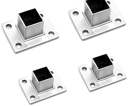 4 Pcs Square Post Bases Stainless Steel Flange Anchor Bases Heavy Duty Post Brackets for Fence Deck Railing Support Posts Accessories, Decking Posts (1 x 1)