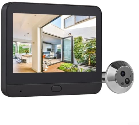 Entgoinggo Timbre de video digital WiFi con pantalla de 4.3 pulgadas, visor inteligente de puerta HD 1080P, monitor de mirilla con detección de movimiento