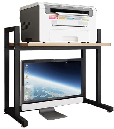 Mångsidig Bordsorganisatör för Skrivbord Platssparande Datorskrivbord Bokhylla 65 cm Höjd Skrivbordshylla Trä och Metall för Kontor Hem Sovsal(Black,50cm)