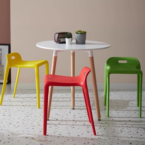 XDAPILMER Plastic Stacking Chairs - Set of 1 Black Black Nesting Stools -Low backrest Nordic horse stool, for Classroom Office Home(White)
