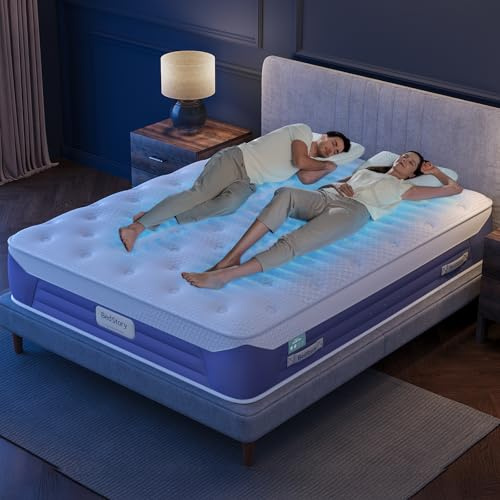 BedStory King Mattress 12 inch, Premier Cooling Hybrid Mattress Plush Feel with Gel Memory Foam for Cool Luxury Sleep, 5-Zone Support for Pressure Relief, CertiPUR-US Certified, 365 Night Trial