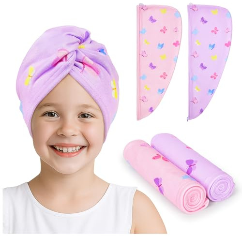 Unicorn Castle 2 Pack Kids Microfibre Hair Towel Wrap, Absorbent
