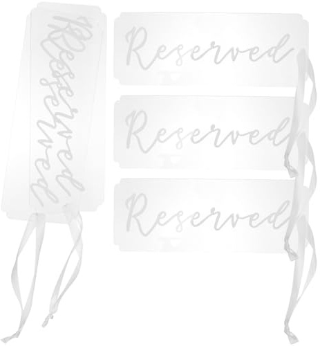 TOYZFRIENDY 5 Cartelli Acrilico Trasparenti per Posti Riservati Matrimonio, Etichette Decorative per Sedie, Segnaposto Riutilizzabili per Feste e Cerimonie
