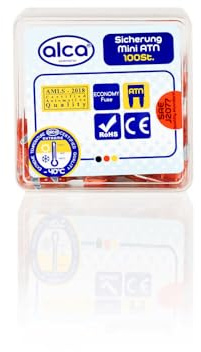 alca® Mini-Sicherungen 10A; 100 St. Economy Box 32 V rot Mini Flachsicherung Stecksicherung für Fahrzeuge Auto Motorrad Wohnwagen Camper Moped