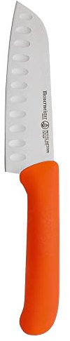 Messermeister Petite Messer 5” Kullenschliff Santoku Knife, Orange - German 1.4116 Stainless Steel & Ergonomic Handle - Lightweight, Rust Resistant & Easy to Maintain