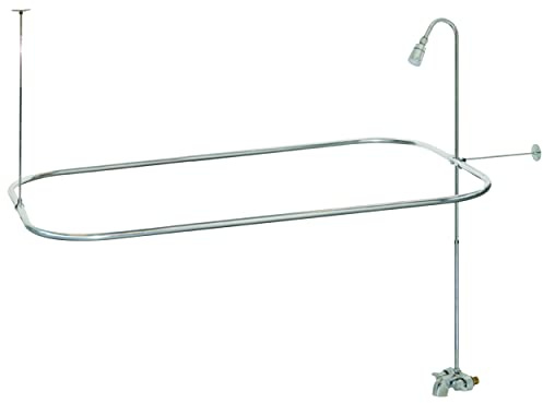 EZ-FLO 27 x 42 Inch Bathcock Type Portable Aluminum Add On Shower Unit with Shower Rod Frame, Chrome Plated, 11123