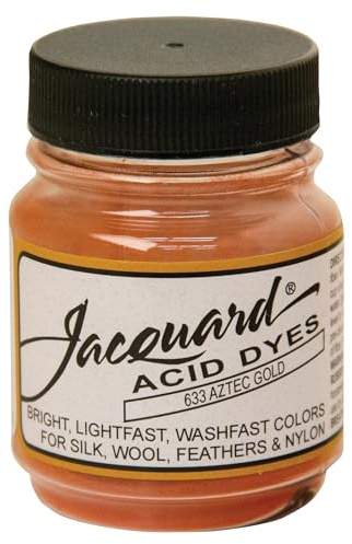 Jacquard Acid Dye 1/2oz Jar Aztec Gold - Acid Dye for Wool, Silk, Alpaca, Feathers, Cosplay Wigs and Nylon - Powder Wool Dye for Full Coverage Dyeing - Vibrant Acid Silk Dye