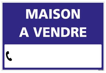 Signalétique.biz France - Signalétique.biz France - Panneau Immobilier Maison à Vendre avec Oeillets aux 4 Coins - Bleu - Plastique Rigide AKILUX 3,5mm - Dimensions 600x400 mm