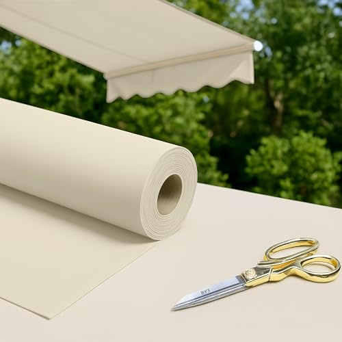 Byour3 - Tejido por Metro para Toldos Exteriores Protección UV Sombra Balcón Veranda Lonas Gazebo Lateral Abatible Pérgola Toldo Camper Cojines Barco (Marfil, 200 cm Ancho Rollo)
