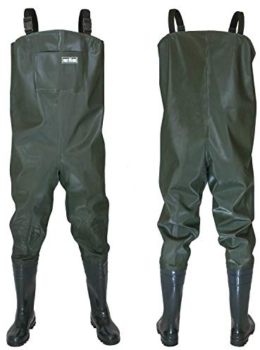 FortMen Wathose Herren Anglerhose mit Stiefel Gr 38-47 wasserdichte Watthosen Teich Fischer Watstiefel Hose (43)