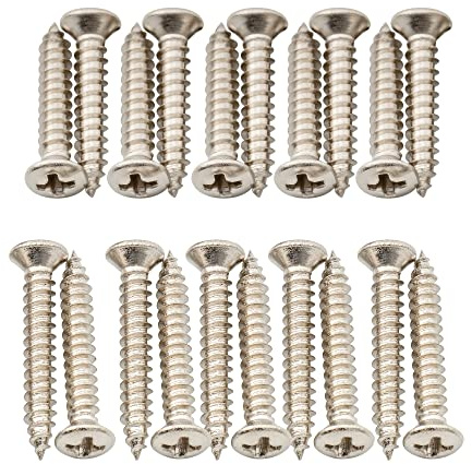 Musiclily Ultra 2,5x15mm/2,5x18mm Vis Cruciformes à Tête Fraisée Bombée en Acier Inoxydable pour Guitare Electrique Basse Cadre de Micro Humbucker, Nickel (lot de 20)