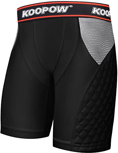 KOOPOW Men Adult Compression Padded Sliding Shorts Pants Baseball Slider with Cup Pocket, Protective Pads Football, Lacrosse