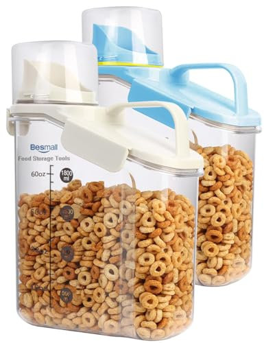 Vorratsdosen Set Müsli Schüttdosen mit Deckel Luftdichte Küche Vorratsdose Vorratsbehälter Aufbewahrungsbox zur Aufbewahrung von Müsli, Reis, Mehl, BPA frei, 2L（Blau+Weiß）