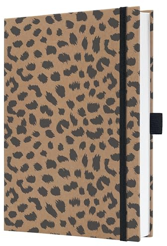 SIGEL JN851 Notizbuch A5 liniert, dickes 100 g Papier, Geschenkbuch Jolie, Hardcover aus Kraftpapier, 192 Seiten, Pure Cheetah, vegan, aus nachhaltigem Papier
