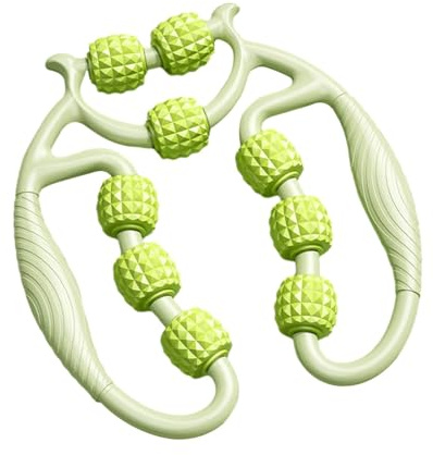 9 Wheels Muscle Roller Arm Leg Massager Leg Massager Multifunctional Circular Leg Clamp Clamp Leg Roller for Yoga Studio, Green