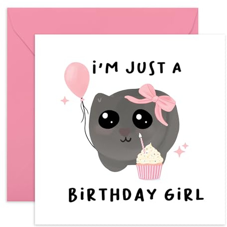 Central 23 Girls Birthday Card - Just A Birthday Girl - Bow - Humour - Funny Birthday Gifts For Girlfriend Best Friend Sister Colleague - Comes With Stickers