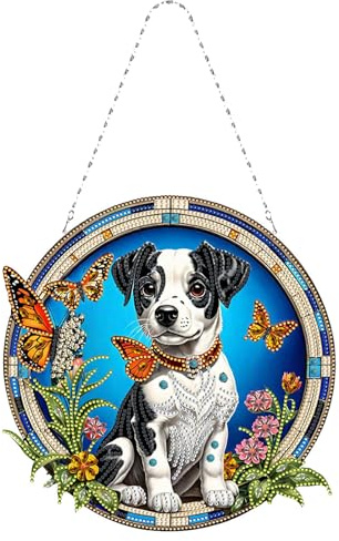 CXINLky Kit de peinture diamant DIY avec pendentif et chaîne, peinture diamant pour images de fenêtre, kits de peinture diamant 5D créatifs pour décoration murale de fenêtre, mur, entrée, jardin - 09