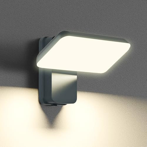 brightower Außenlampe, LED Wandleuchte Aussen, Wasserdicht IP65 aussenlampe wand, Wandleuchte Innen/Außen mit Schwenkbar LED Panel, Warmweiß 3000K Außenwandleuchte für Garten Terrasse (Anthrazit)