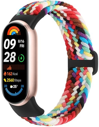 Bcuckood Geflochtenes Armband Kompatibel mit Xiaomi Smart Band 10/9/8, Elastisches Uhrenarmband Solo Loop Nylon Dehnbares Ersatzarmband für Xiaomi Smart Band 10/9/8 für Damen Herren