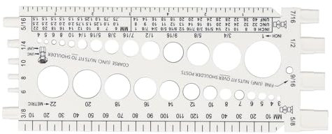 Asixxsix Misuratore della Filettatura di Dadi e Bulloni, M3 a M22 13 Dimensioni Metriche e n. 4 a 3/4 Imperiali Dimensioni dei Bulloni e Misuratore di Filettatura, Misuratore (White)