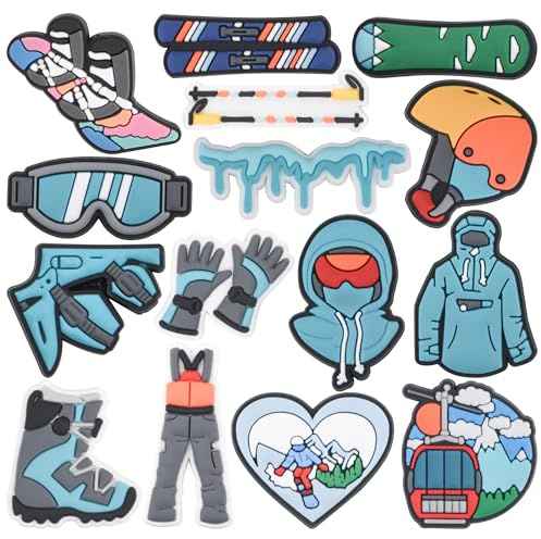 UNN Men Women Funny Sports Shoe Charms Skiing Clog Shoes Accessories Set-9