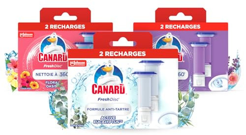 Canard Fresh Disc Recharges MultiParfums – Bloc Sans Cage Nettoyant WC – 6 Recharges