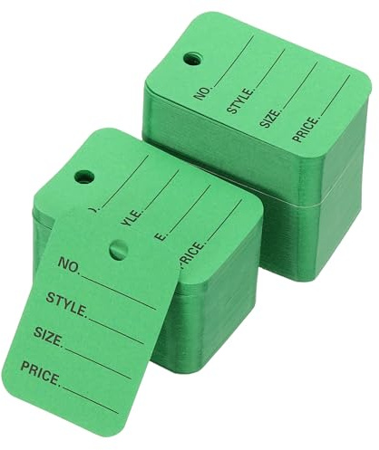 PATIKIL 1000Pcs Price Tags, 2x1.4in Clothing Price Labels Blank Merchandise Marking Tags Size Style Price Perforated Paper Hang for Retail Store Display,Green