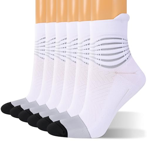 IRAMY Kompressionsstrumpor för damer, strumpor med fotledsstöd, fuktavvisande Coolmax-material, vadderade strumpor, sportstrumpor, strumpor för hälsporre, 2/3/6 par