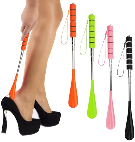 Justerbar rostfritt stål utdragbar skohorn 28–70 cm lång ergonomisk design med halkfritt handtag lätt och bärbar reseskohorn för män kvinnor äldre och barn