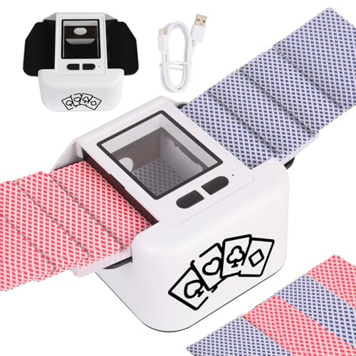 Buldoospok Automatic Card shuffler, 1-2 Deck Quiet & 2000 mAH USB-C Rechargeable Electronic Card shuffler, One-Press AUTO/Manual Card shuffler for UNO Poker Blackjack Skip-Bo Phase 10(Style-03)