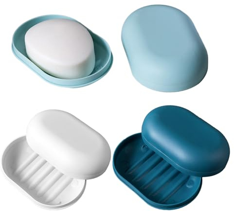 Inlefen 3PCS Soap Dishes,Plastic Soap Case with Lid, Bathroom Soap Tray, Sink Tray, Dish Holder for Storage Plate for Home and Travel,Soap Container Soap Saver for Shower Travel Bathroom