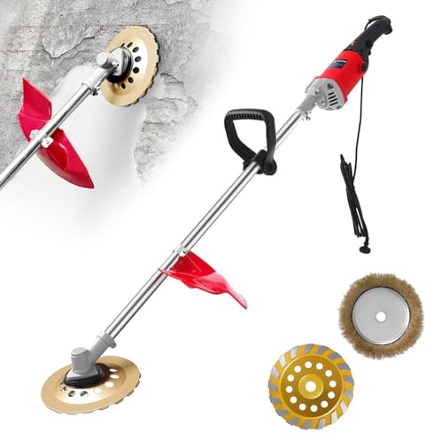 Amoladora de Hormigón Eléctrica de 1,5 M, Lijadora de Hormigón Eléctrica 2800W, Pulidora Suelos, Lijadora de Paredes y Techos, con Plato Lijador 180 mm, Cepillo 200 mm, Para Paredes y Metal