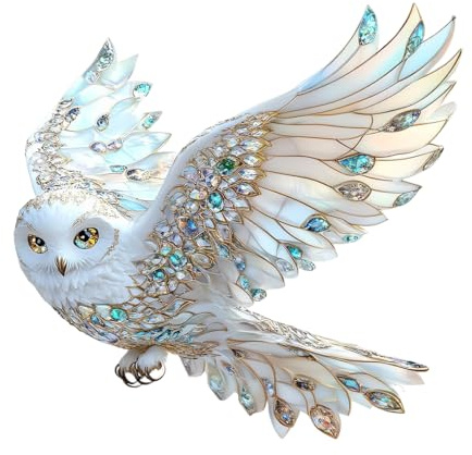 JRYXDS Attrape Soleil, Chouette Blanche Suspension Suncatcher, Coloré Attrape Lumière En Acrylique, Décor De Suspension Oiseaux Décoration Murale, Pour Chambre, Salon, Balcon, Décoration Jardin