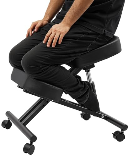 Silla ergonómica con ruedas para oficina y oficina en casa, taburete para rodilla, capacidad de carga de 100 kg, taburete con ruedas de altura ajustable, silla ortopédica para mejorar la postura