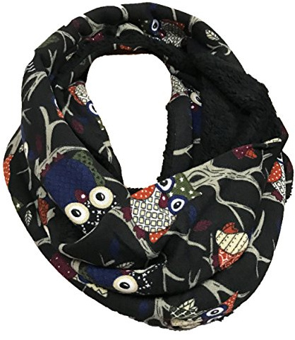 JameStyle26 EULE fluffig varm vinter loop vinter halsduk fleece uggla UHU skydd tubhalsduk rund sjal teddyfoder