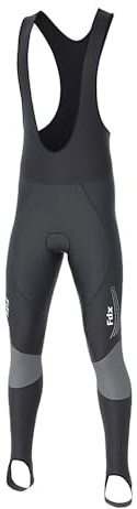 FDX Men’s Cycling Bib Tights – Padded, Breathable, Italian Roubaix Fabric, Quick Dry Thermal Bike Bib Pants – Thermodream Winter Biking Trouser, Bicycle Riding Leggings(Grey-XL)