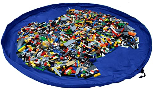 JJ PRIME - Toy Storage Bag | Large Bag Mat | Foldable Kids Storage Toys Organizer | Drawstring Bag Play Mat | Storage Ideas Fast Cleanup (150cm, Blue)