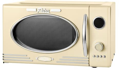 Kalorik TKG MW 2500 DG, Mikrowelle, 23 Liter Innenraumvolumen, 60 Min. Timer, Grillfunktion, Glastür, 900 W, Creme-Weiß