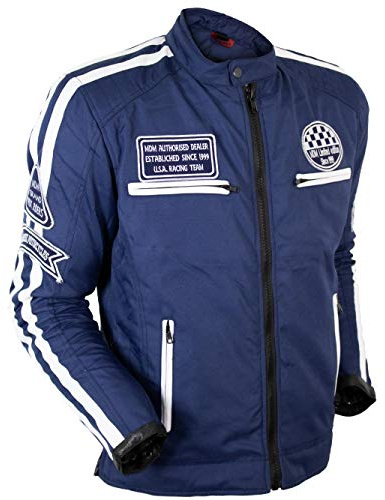 Herren Motorrad Textil Jacke mit Protektoren in verschiedenen Farben erhältlich (Blau/Weiß, x_l)