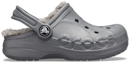 Crocs Unisex Niño Baya Lined Clog T Zueco, Charcoal/Charcoal, 24/25 EU
