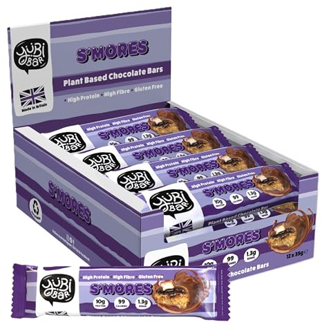 YuBi S'Mores - 12 Pack - Protein Bars - 99 Calories, High Protein, High Fibre, Low Sugar, Gluten Free and Dairy Free - Healthy Snacks/Nutrition Bar - Chocolate Bars - 420g