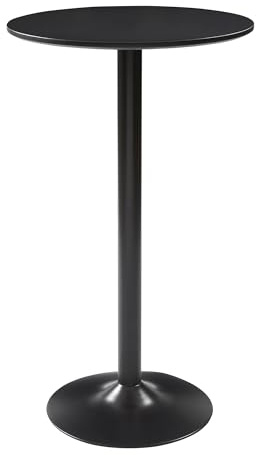 Panana Black Round Bar Table, Counter Bistro Pub Tables 60CM Top for Cocktail Bar Pub,Circular Cocktail Table for Home Office, Dining Room and Kitchen, FRDTBRBK01006021-IMIG