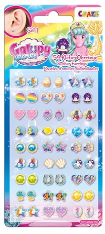 CRAZE Sticker Earrings GALUPY MERMAID Stickerörhängen för flickor, 54 st enhörning sjöjungfru örhängen klistermärken barnsmycken leksak smycken
