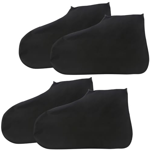 CENCERY 2 Pairs Silicone Shoe Covers Waterproof Shoe Cover Shoe Rain Cover Waterproof Waterproof Overshoes Shoe Protector Covers Rubber Rain Boot Overshoes for Outdoor Hikin Cycling (Black-L Size)